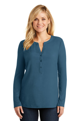 Port Authority Ladies Concept Henley Tunic (Dusty Blue)