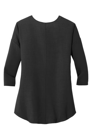 Port Authority Ladies Concept 3/4-Sleeve Soft Split Neck Top (Black)