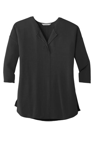 Port Authority Ladies Concept 3/4-Sleeve Soft Split Neck Top (Black)