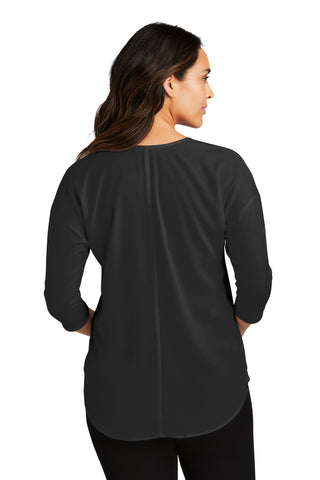 Port Authority Ladies Concept 3/4-Sleeve Soft Split Neck Top (Black)