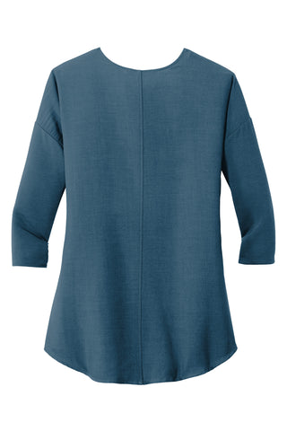 Port Authority Ladies Concept 3/4-Sleeve Soft Split Neck Top (Dusty Blue)