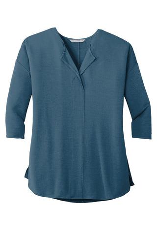 Port Authority Ladies Concept 3/4-Sleeve Soft Split Neck Top (Dusty Blue)