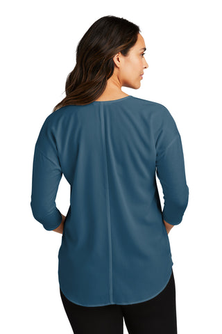 Port Authority Ladies Concept 3/4-Sleeve Soft Split Neck Top (Dusty Blue)