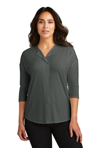 Port Authority Ladies Concept 3/4-Sleeve Soft Split Neck Top (Grey Smoke)