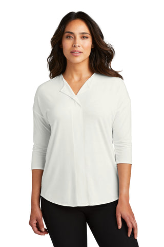 Port Authority Ladies Concept 3/4-Sleeve Soft Split Neck Top (Ivory Chiffon)