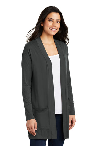 Port Authority Ladies Concept Long Pocket Cardigan (Grey Smoke)