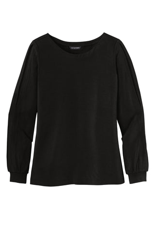 Port Authority Ladies Luxe Knit Jewel Neck Top (Deep Black)