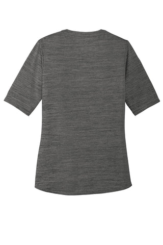 Port Authority Ladies Stretch Heather Open Neck Top (Black/ Thunder Grey)