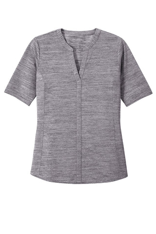 Port Authority Ladies Stretch Heather Open Neck Top (Graphite/ White)