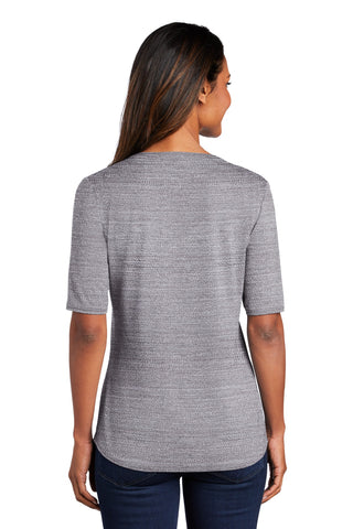 Port Authority Ladies Stretch Heather Open Neck Top (Graphite/ White)