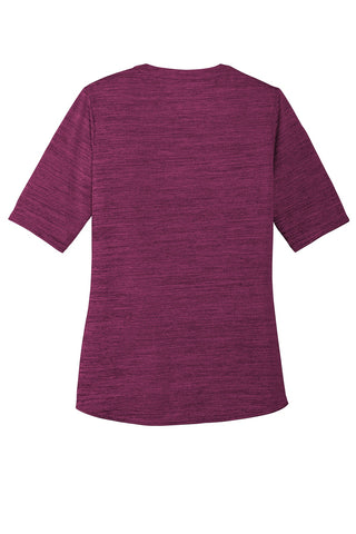 Port Authority Ladies Stretch Heather Open Neck Top (Violet Purple/ Black)