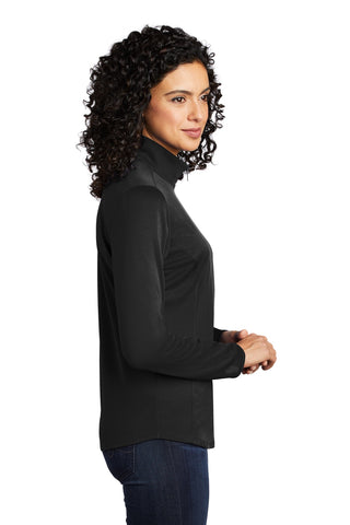 Port Authority Ladies Silk Touch Performance 1/4-Zip (Black/ Steel Grey)