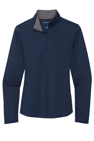 Port Authority Ladies Silk Touch Performance 1/4-Zip (Navy/ Steel Grey)