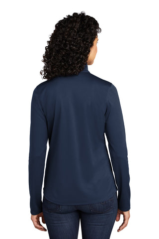 Port Authority Ladies Silk Touch Performance 1/4-Zip (Navy/ Steel Grey)