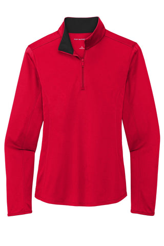 Port Authority Ladies Silk Touch Performance 1/4-Zip (Red/ Black)