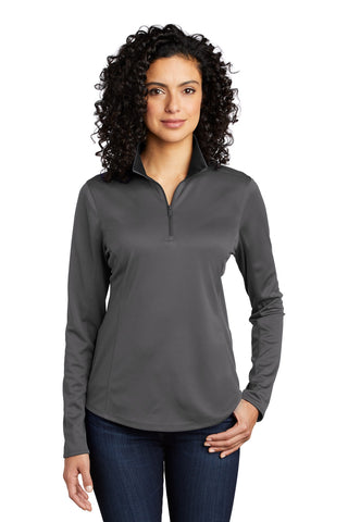 Port Authority Ladies Silk Touch Performance 1/4-Zip (Steel Grey/ Black)