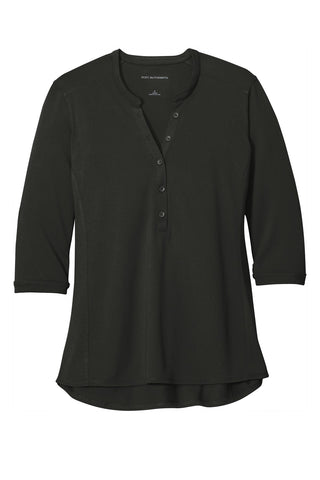 Port Authority Ladies UV Choice Pique Henley (Black)