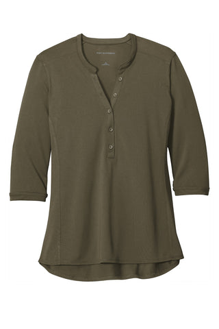 Port Authority Ladies UV Choice Pique Henley (Deep Olive)