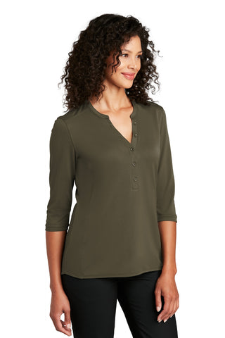 Port Authority Ladies UV Choice Pique Henley (Deep Olive)