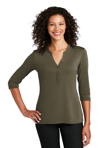 Port Authority Ladies UV Choice Pique Henley (Deep Olive)