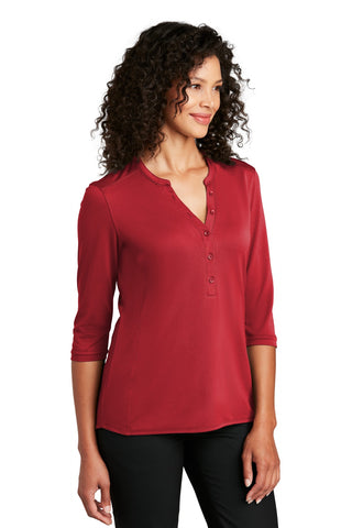 Port Authority Ladies UV Choice Pique Henley (Rich Red)