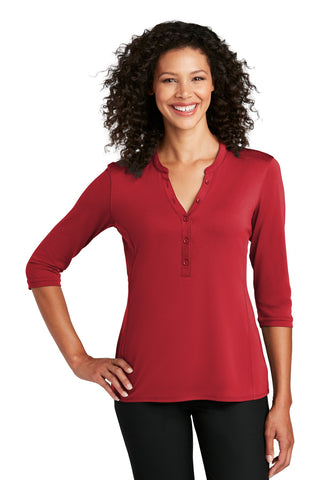 Port Authority Ladies UV Choice Pique Henley (Rich Red)