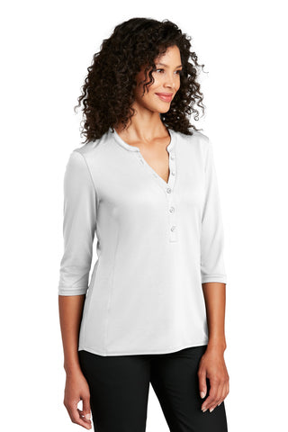 Port Authority Ladies UV Choice Pique Henley (White)