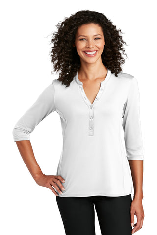 Port Authority Ladies UV Choice Pique Henley (White)