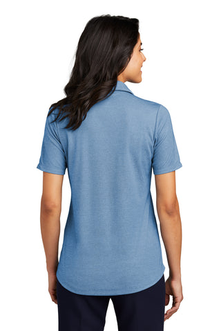 Port Authority Ladies Fine Pique Blend Polo (Aegean Blue Heather)