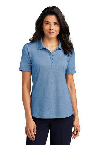 Port Authority Ladies Fine Pique Blend Polo (Aegean Blue Heather)