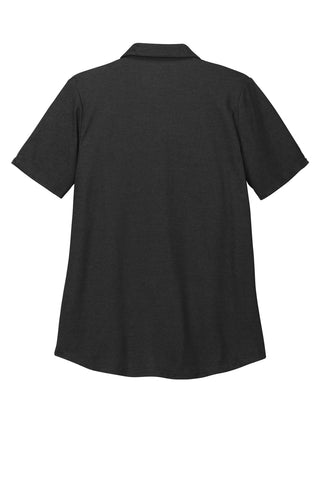 Port Authority Ladies Fine Pique Blend Polo (Black Heather)