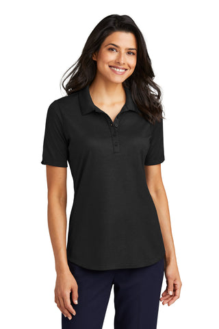 Port Authority Ladies Fine Pique Blend Polo (Black Heather)