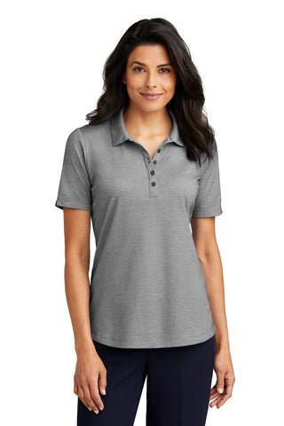 Port Authority Ladies Fine Pique Blend Polo (Charcoal Heather)