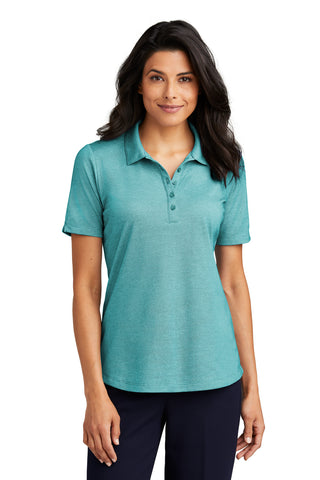 Port Authority Ladies Fine Pique Blend Polo (Dark Teal Heather)