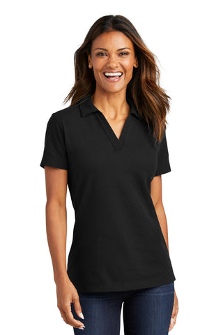 Port Authority Ladies C-FREE Cotton Blend Pique Polo (Black)