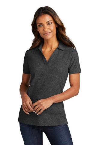 Port Authority Ladies C-FREE Cotton Blend Pique Polo (Charcoal Heather)