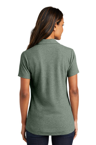 Port Authority Ladies C-FREE Cotton Blend Pique Polo (Dark Green Heather)