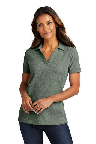 Port Authority Ladies C-FREE Cotton Blend Pique Polo (Dark Green Heather)