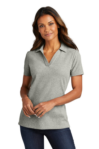 Port Authority Ladies C-FREE Cotton Blend Pique Polo (Deep Smoke Heather)