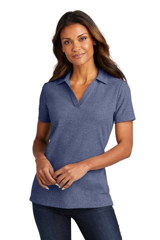 Port Authority Ladies C-FREE Cotton Blend Pique Polo (Navy Heather)