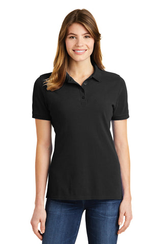 Port & Company Ladies Combed Ring Spun Pique Polo (Jet Black)