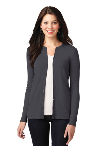 Port Authority Ladies Concept Stretch Button-Front Cardigan (Grey Smoke)