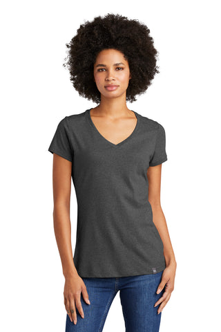 New Era Ladies Heritage Blend V-Neck Tee (Black Heather)