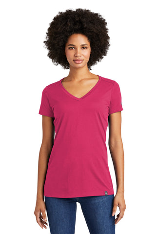 New Era Ladies Heritage Blend V-Neck Tee (Deep Pink)