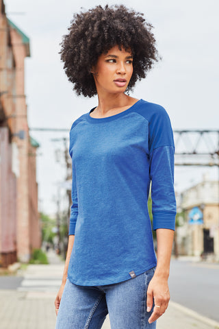 New Era Ladies Heritage Blend 3/4-Sleeve Baseball Raglan Tee (Royal/ Royal Heather)