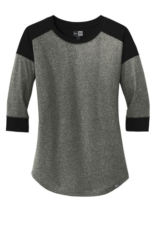 New Era Ladies Heritage Blend 3/4-Sleeve Baseball Raglan Tee (Black/ Black Twist)