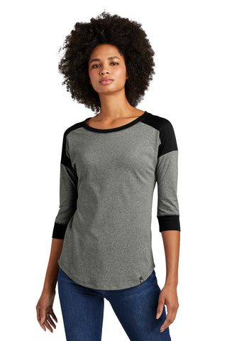 New Era Ladies Heritage Blend 3/4-Sleeve Baseball Raglan Tee (Black/ Black Twist)