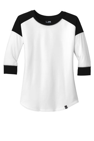 New Era Ladies Heritage Blend 3/4-Sleeve Baseball Raglan Tee (Black/ White)