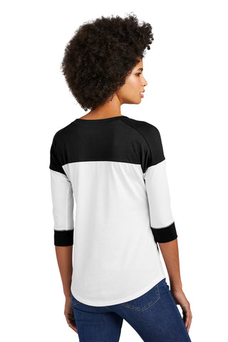 New Era Ladies Heritage Blend 3/4-Sleeve Baseball Raglan Tee (Black/ White)