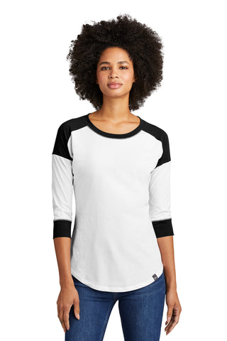 New Era Ladies Heritage Blend 3/4-Sleeve Baseball Raglan Tee (Black/ White)